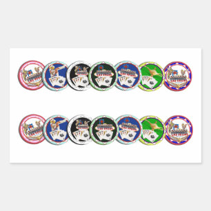Las Vegas Poker Chip Rijen Rechthoekige Sticker