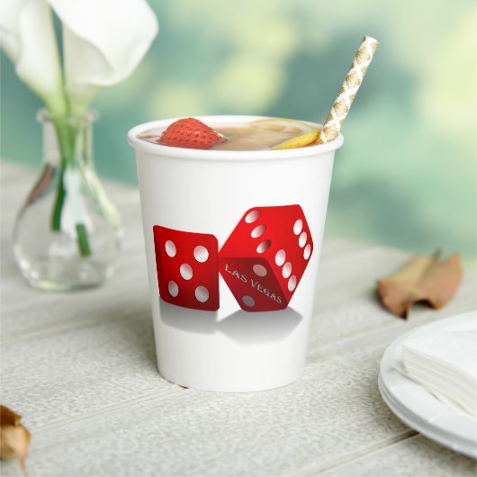 Las Vegas Red Dice Papieren Bekers (Insitu)