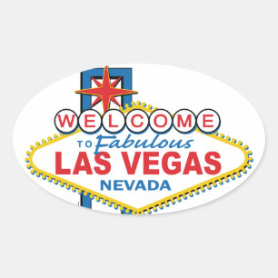 Las Vegas Retro Sign Ovale Sticker