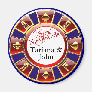 Las Vegas Rood Blauw Goud Casino Chip Magnet Favor Magneet