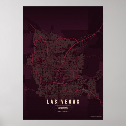 Las Vegas Ruby Poster Print Nevada Map Wallart (Devant)