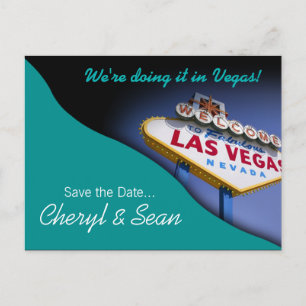 Las Vegas Save The Date (aqua) Aankondigingskaart