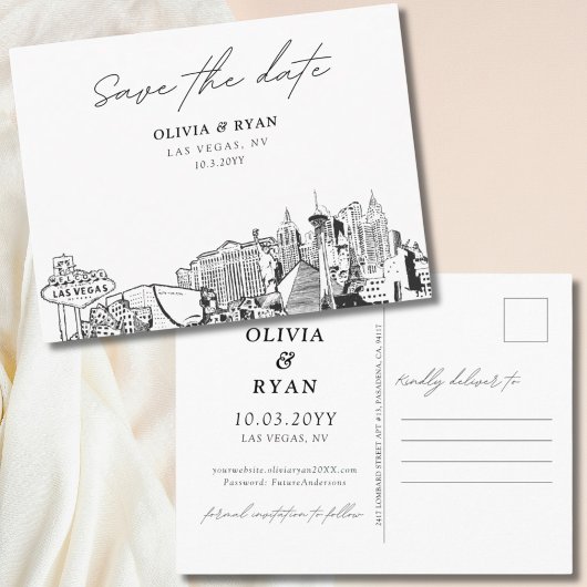 Las Vegas Save the Date Briefkaart Elegante bruilo