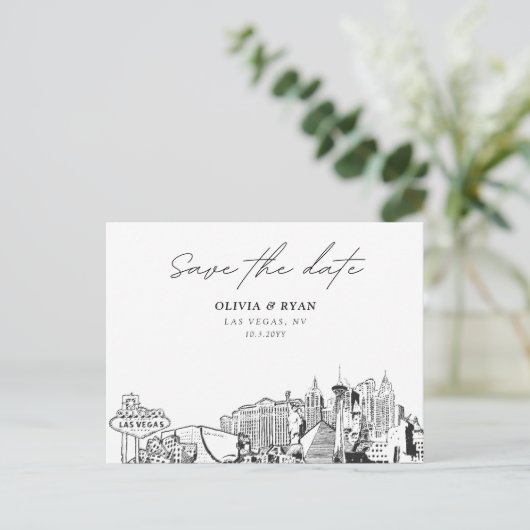 Las Vegas Save the Date Briefkaart Elegante bruilo (Staand voorkant)