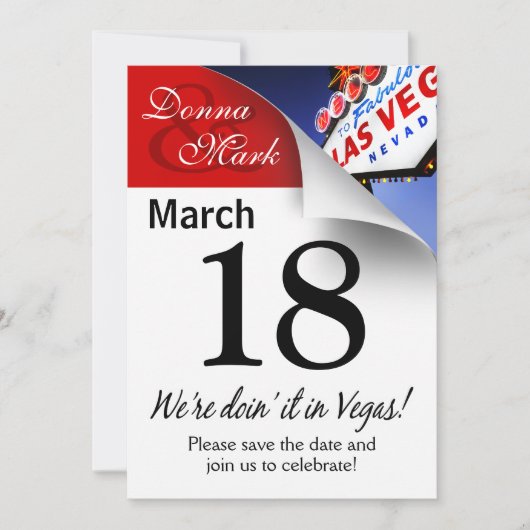 Las Vegas Save the Date Calendar Page (Voorkant)