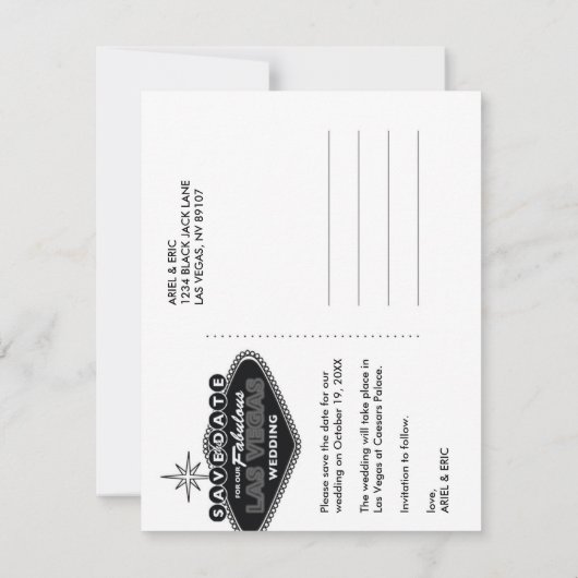 Las Vegas Save-the-Date Custom Briefkaart (Achterkant)