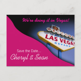 Las Vegas Save The Date (Fuschia) Aankondigingskaart