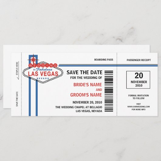 Las Vegas Save the Date Invitations (Voorkant / Achterkant)