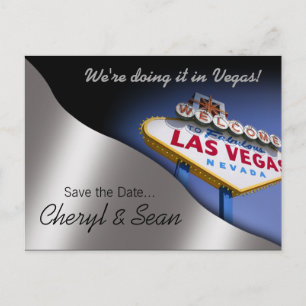 Las Vegas Save The Date (metallic zilver) Aankondigingskaart