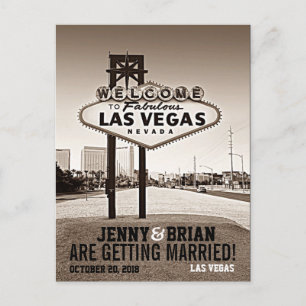 Las Vegas Sepia Bruiloft Save The Date Aankondigingskaart