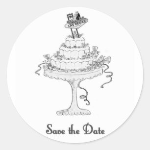Las Vegas Sign/B&G op Cake Save the Date Sticker