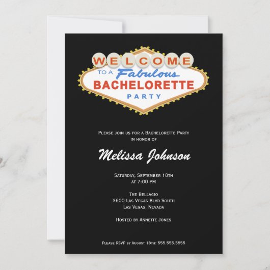 Las Vegas Sign Bachelorette Party Invitation Kaart (Voorkant)