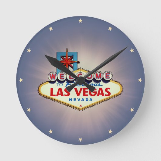 Las Vegas Sign Clock Ronde Klok (Voorkant)