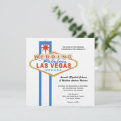 Las Vegas Sign Destination Wedding Invitation Kaart (Staand voorkant)