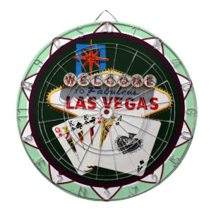 Las Vegas Sign. en twee Kings Poker Chip Dartbord