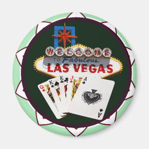Las Vegas Sign. & Kaarten Poker Chip Magneet