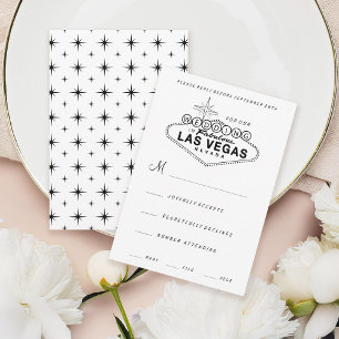 Las Vegas Sign Retro Wedding RSVP Kaart