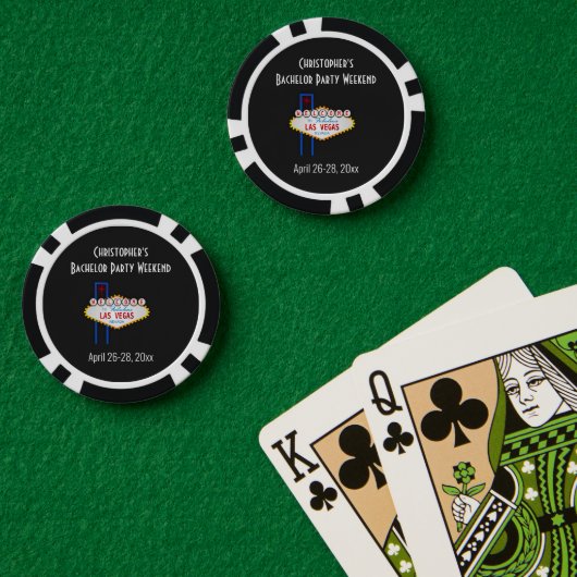 Las Vegas Sign Vrijgezellenfeest Vakantie Modern Poker Chips (Pokertafel (Dubbel))