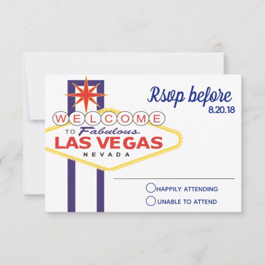 Las Vegas Sign Wedding RSVP Kaartje (Voorkant)