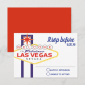Las Vegas Sign Wedding RSVP Kaartje (Voorkant / Achterkant)