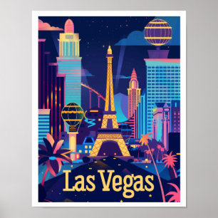 Las Vegas - Sin City na donkere vintage reizen Poster