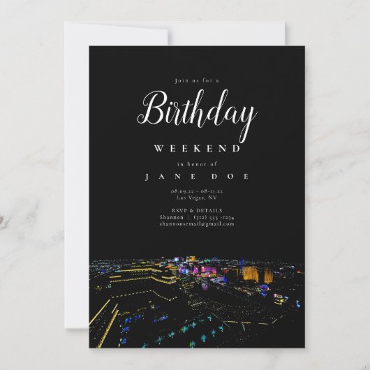 Las Vegas Skyline Birthday Weekend Invitation Kaart (Voorkant)