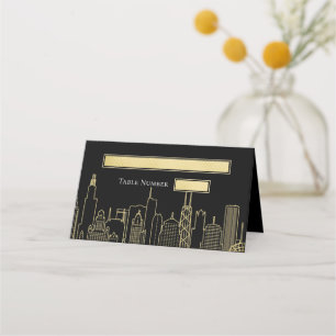 Las Vegas Skyline Gebouwen Zwart Gouden Tafel