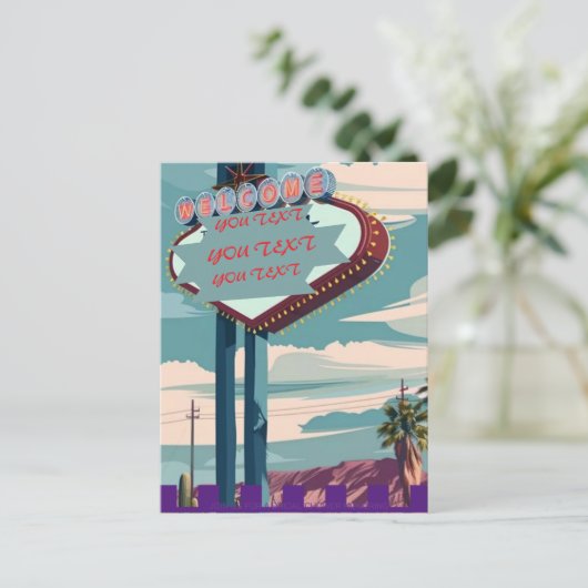 Las Vegas Skyline Printable, Cityscape Line Muur A Briefkaart (Staand voorkant)