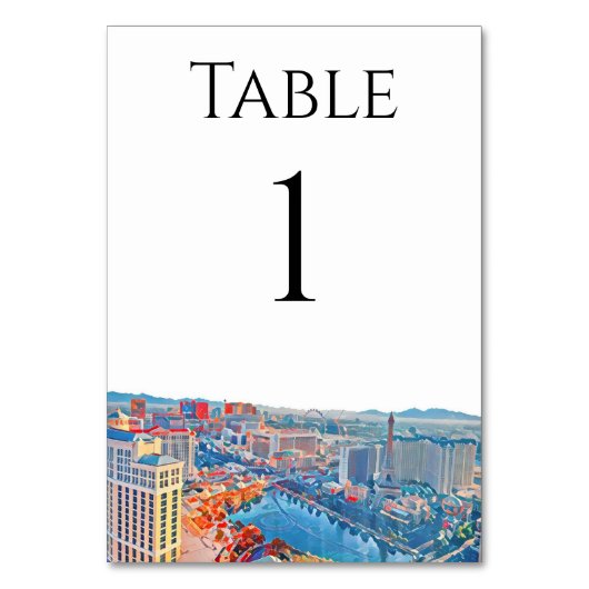 Las Vegas Skyline Table Numbers Kaart (Voorkant)