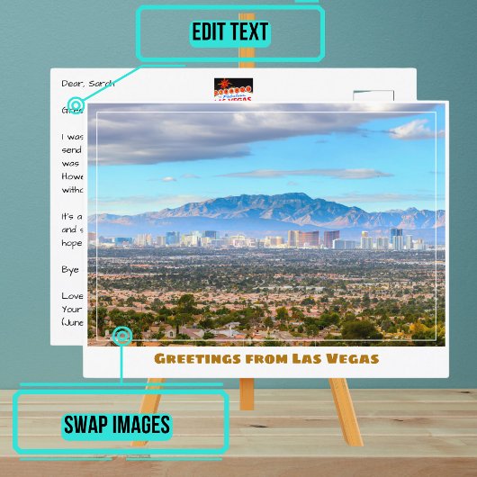 Las Vegas Skyline uit de woestijn Briefkaart