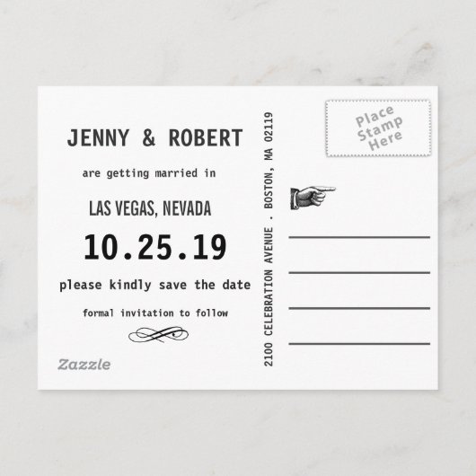 Las Vegas skyline uw foto opslaan de datum Aankondigingskaart (Achterkant)