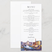 Las Vegas Skyline Watercolor Destination Wedding Menu (Voorkant / Achterkant)