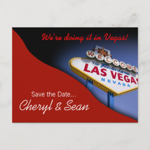 Las Vegas Sla de datum op (tomatenrood) Aankondigingskaart