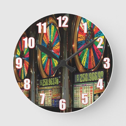 Las Vegas Slot Machine Clock Ronde Klok (Voorkant)