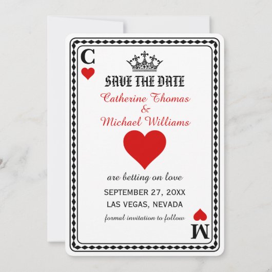 Las Vegas Spelen Kaart King & Queen Save The Date (Achterkant)