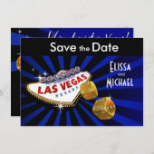 Las Vegas Starburst Save the Date royal blue black (Voorkant / Achterkant)