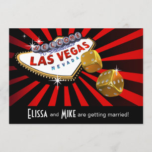 Las Vegas Starburst Trouwfeest rood zwart goud Kaart