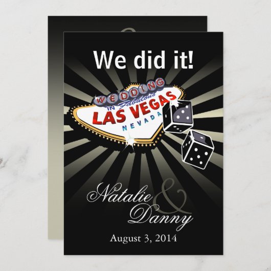 Las Vegas Starburst Weddenschap Reception Silver B Kaart (Voorkant / Achterkant)