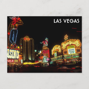 Las Vegas Strip bij Night Casino Neon Lights Briefkaart