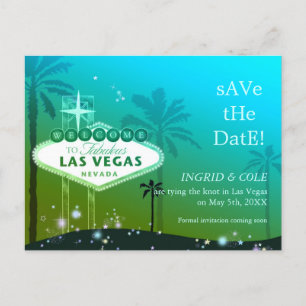 Las Vegas Strip Chique Bruiloft Save the Date Aankondigingskaart