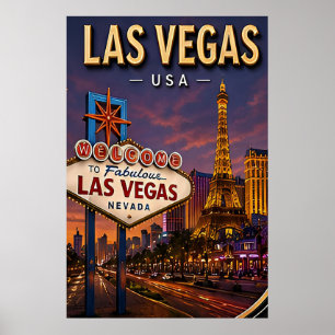 Las Vegas Strip en Neonlichten Poster