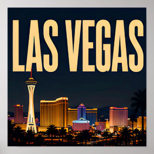 Las Vegas Strip en Neonlichten Poster