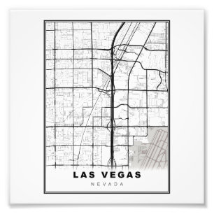 Las Vegas Strip Kaart Foto Afdruk