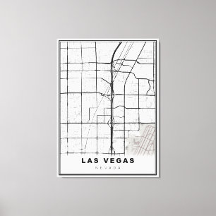 Las Vegas Strip Map Canvas Afdruk