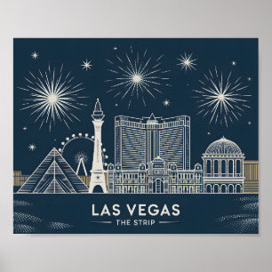 Las Vegas Strip Nevada Skyline Art Cityscape Poster