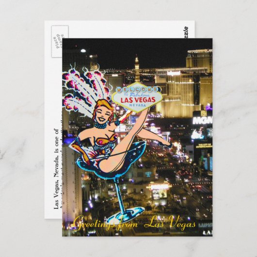 Las Vegas Strip, Showgirl en Welkomstteken Briefkaart (Voorkant / Achterkant)