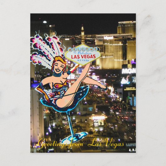 Las Vegas Strip, Showgirl en Welkomstteken Briefkaart (Voorkant)