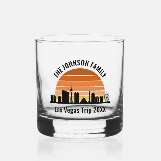Las Vegas Strip Zonsondergang Aangepaste Vakantie Whisky Glas (Voorkant)
