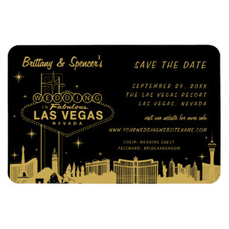 Las Vegas Strip Zwart en Goud Save the Date Magneet