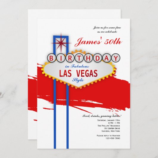 Las Vegas Style Anniversaire Invitation (Devant / Derrière)
